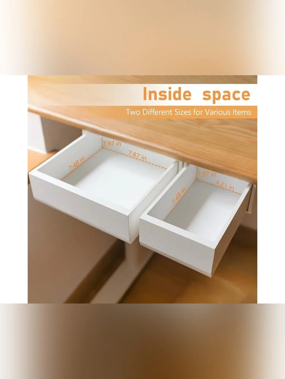 White Under-Desk Drawer Organizer Insert - White